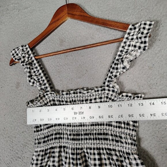 Bcbgeneration Midi Dress Women's Small Black White Gingham Check Poplin Smocked - Picture 5 of 12